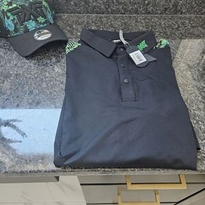 PXG Men's Black Polo Shirt with Green Accents